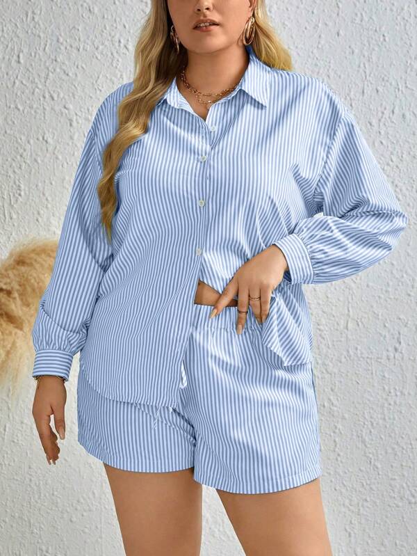 Conjunto Lisa Camisa E Shorts Listrados