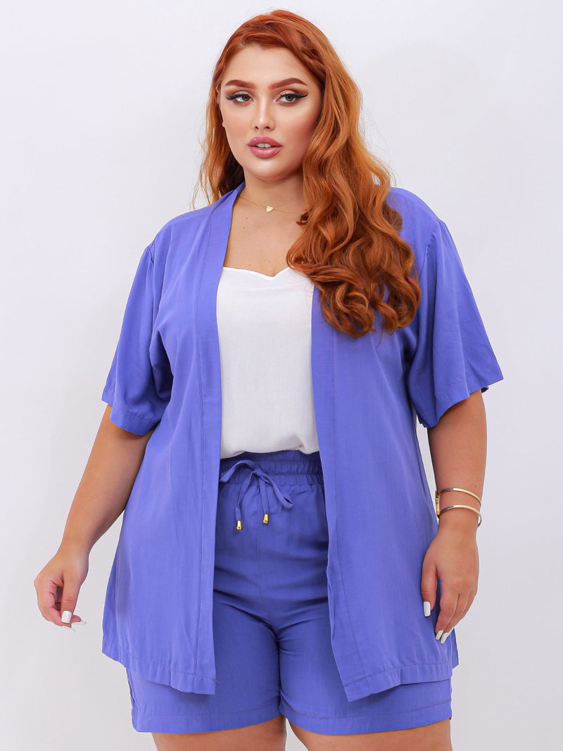 Conjunto Feminino Kimono/Cardigan e Short Plus Size