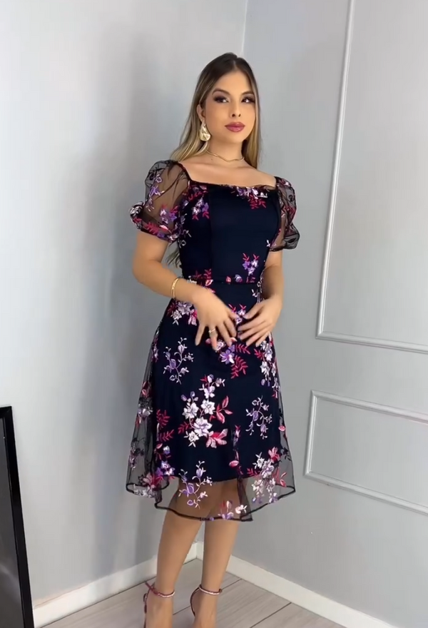 Vestido Estampado Tule