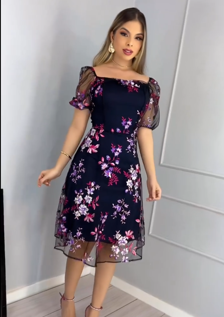 Vestido Estampado Tule