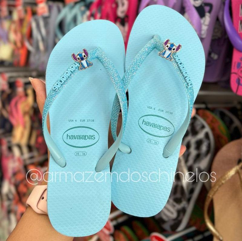 Havaianas Slim Neon Glitter + Pingente Stitch