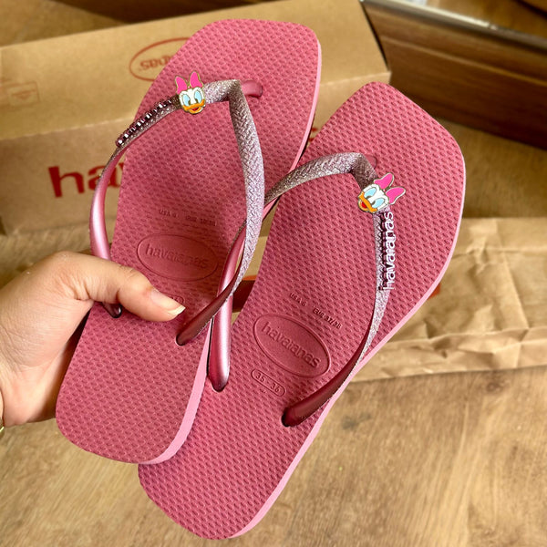 Havaianas Square Glitter (Rosa) + Pingente Margarida