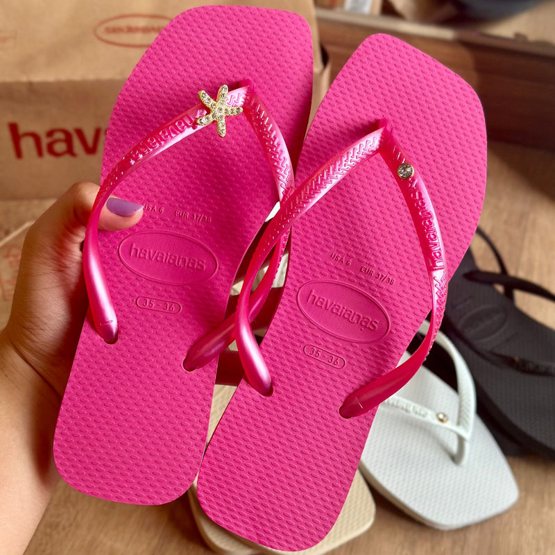 Havaianas Slim Square + Pingente estrela do mar e ponto de luz