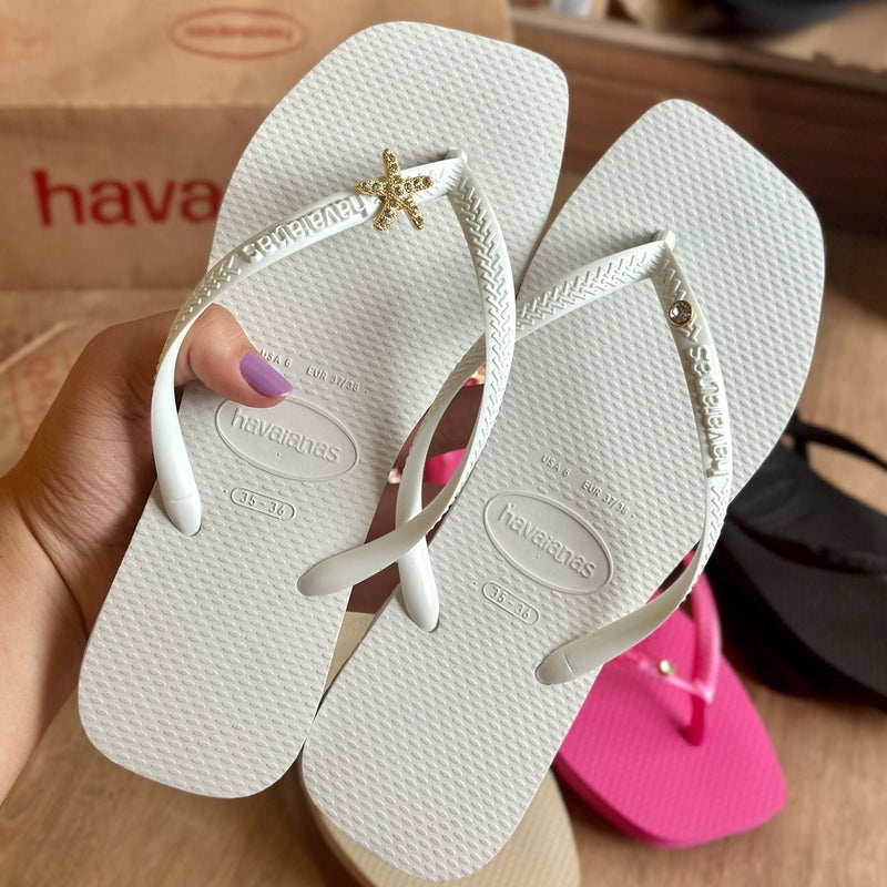 Havaianas Slim Square + Pingente estrela do mar e ponto de luz