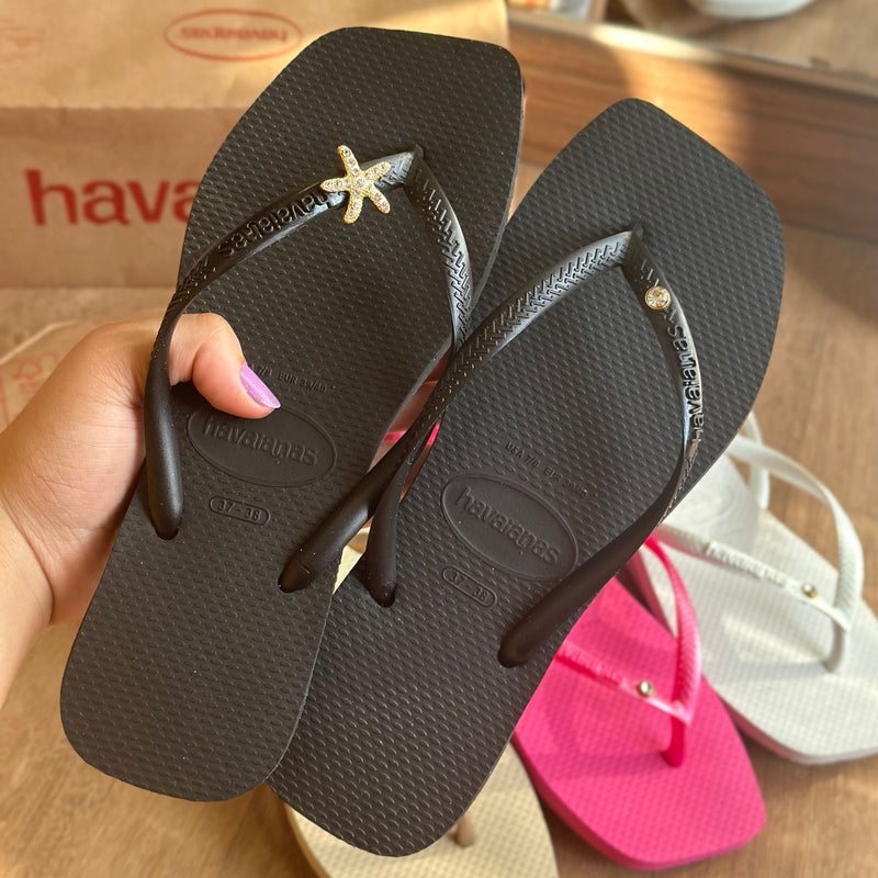 Havaianas Slim Square + Pingente estrela do mar e ponto de luz