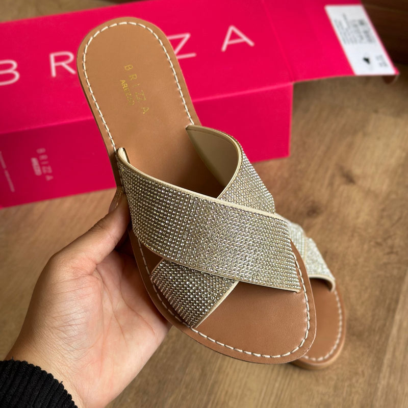 Sandália Arezzo Rasteira Strass Lyon Z190300016